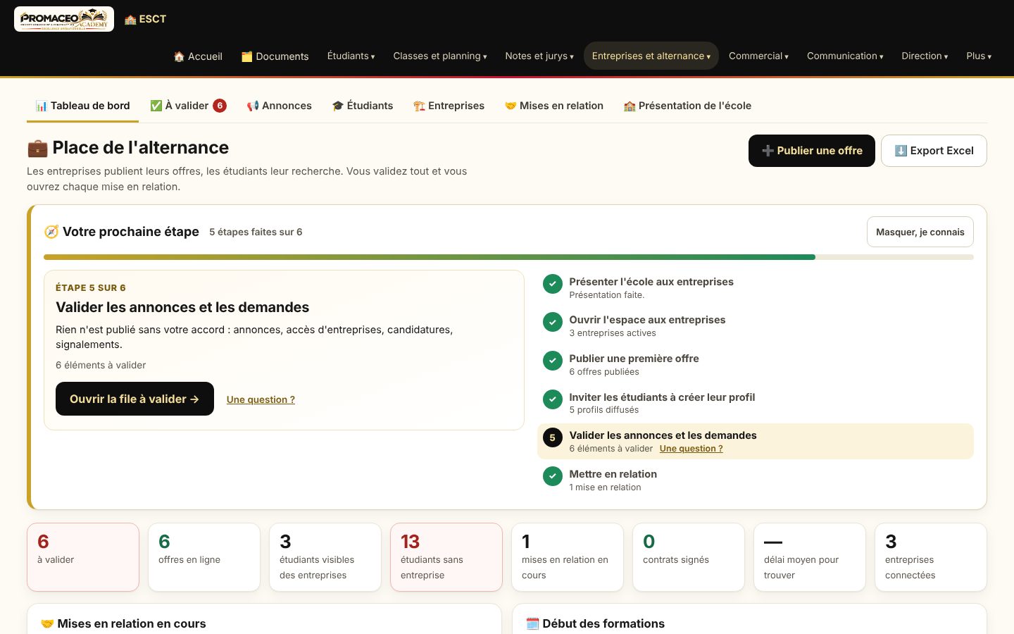 Capture d'écran : Place de l'alternance : entreprises, étudiants et école