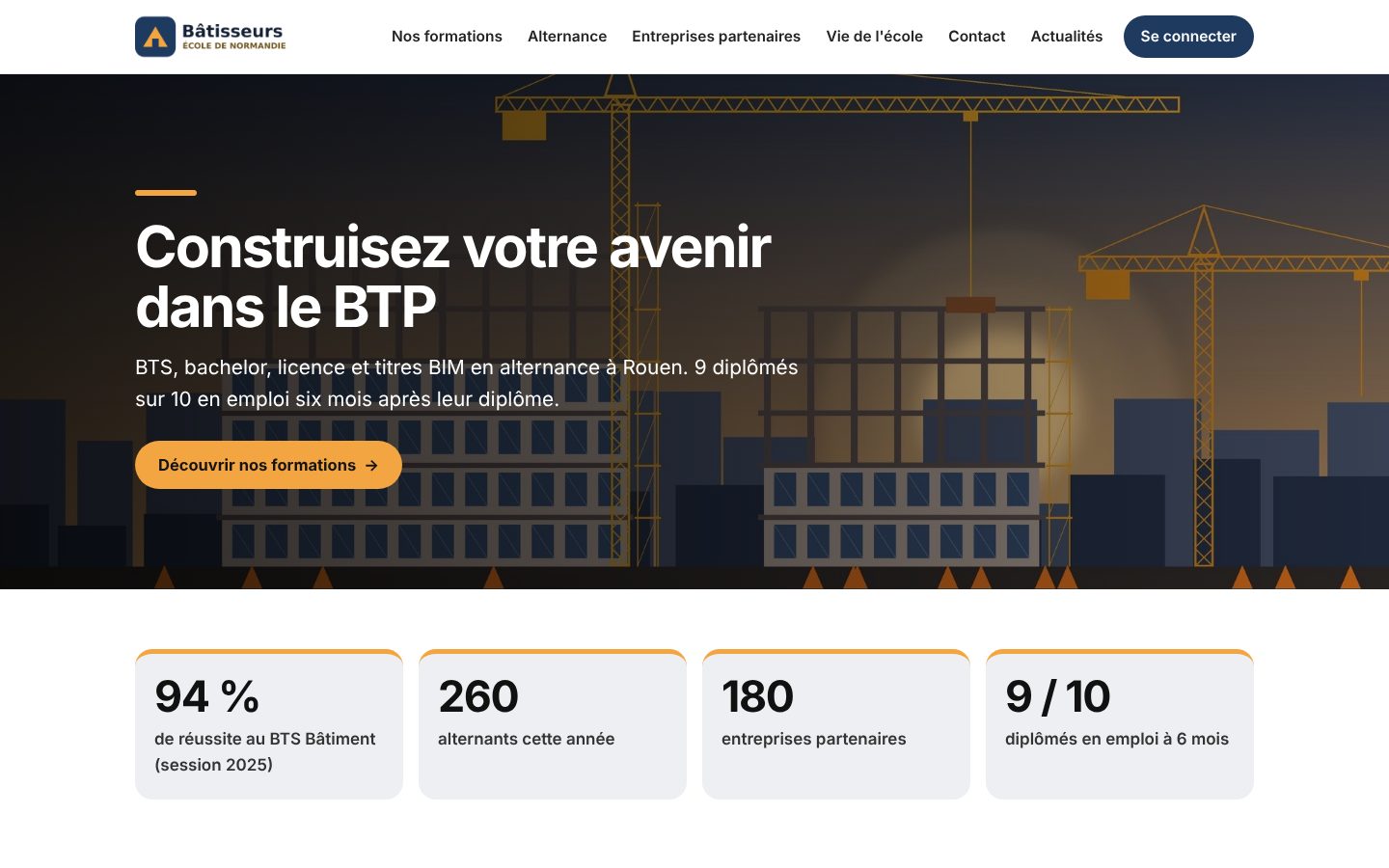 Capture d'écran : Site web de l'école et fil d'actualité